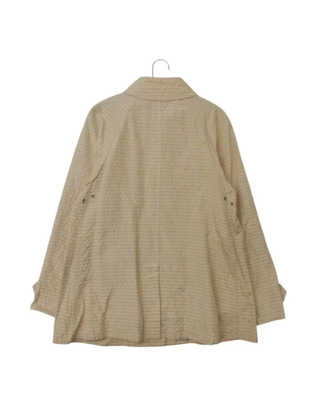 Chanel Soutien Collar Coat 01c Border Pattern Light Outer Beige